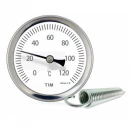 Термометр с накладной пружиной ф63 t 0-120 TIM