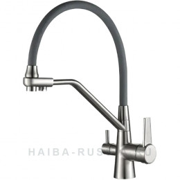 HB76855-5 Смеситель для кухни с гибким изливом нерж/серый /HAIBA/